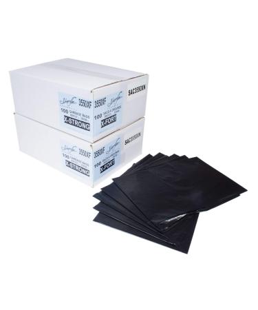 Commercial Garbage/Trash Bags - Extra Strong - 35" x 50" (88.9 cm x 127 cm) - Black- 2 Boxes of 100