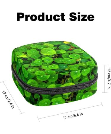 Shop Clover Lucky Green Floral Sanitary Napkin Bag - Portable Menstrual Cup Pocket with Zipper for Women & Teens - International Shipping Available - Buy Online on GoSupps.com