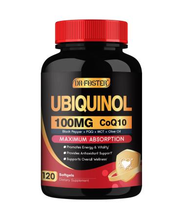 DRFOSTER CoQ10 100mg Ubiquinol - Coenzyme Q10 Co Q 10 Supplement Cq10 with PQQ & Vitamin E & Black Pepper - 120 Count 120 Count (Pack of 1)