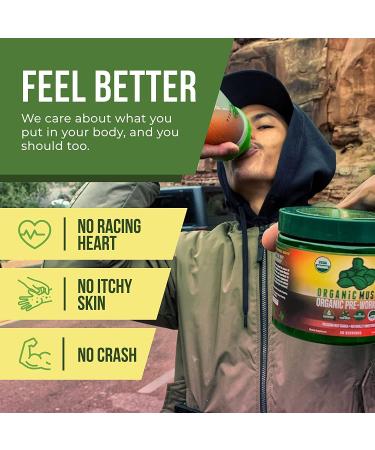 Organic Muscle Superfood Pre-Workout Powder - USDA Organic, Keto, Vegan, Non-GMO - Passionfruit Flavor for Energy, Focus, Performance & Endurance - 160g - Buy Online on GoSupps.com