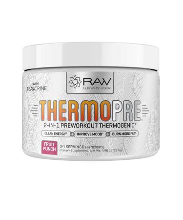 RAW Synergies Pre Workout Thermogenic Fat Burner Powder for Women and Men, Energy & Weight Loss Supplement – Focus & Metabolism Booster Drink – No Artificial Sweeteners, Fruit Punch, 24SV