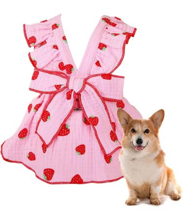 Shenrongtong Sweet Dog Dresses for Small Dogs | Cute Strawberry Print Puppy & Cat Clothing | Perfect for Girls - Buy Online on GoSupps.com