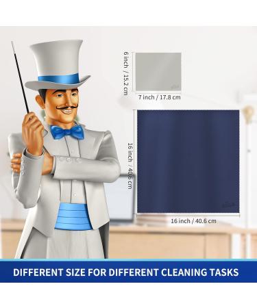 MR.SIGA Premium Microfiber Cleaning Cloths - 3 Pack Navy & Gray 16x16 & 6x7 for Eyeglasses TV Screens Tablets & Silver Porcelain - Buy Online on GoSupps.com