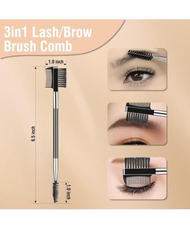 3PCS Eyelash Comb & Brow Brush Set - Lash Separator & Eyebrow Spoolie for Clump-Free Mascara | International Shipping - Buy Online on GoSupps.com