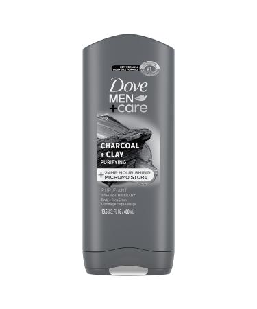 Dove Purifying Charcoal + Clay Body and Face Wash with 24-Hour Nourishing Micromoisture Technology Body Wash for Men 13.5 oz