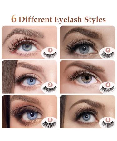 Magnetic Eyelashes with Eyeliner Kit - 6 Pairs 3D Natural Look Reusable False Lashes - Long Lasting Magnetic Liner - Includes Mirror Box and Professional Tweezers - No Glue Needed - Buy Online on GoSupps.com