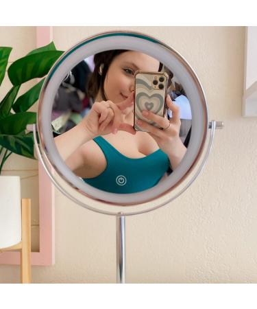 KEDSUM Rechargeable 1X/10X Lighted Magnifying Makeup Mirror | Double Sided & Dimmable LED | Touch Screen Vanity Mirror | Cordless Cosmetic Mirror 10x - Silver - Buy Online on GoSupps.com