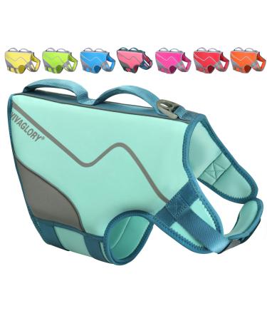 Vivaglory for dogs in a sporty style durable pet security vest comfortable neoprene rescue vests with Velcro fastener cyan Xlarge XL: 74-84cm (breast basket) Cyan
