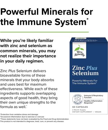 Terry Naturally Zinc Plus Selenium â€“ 60 Vegan Capsules for Immune Support - Buy Online on GoSupps.com