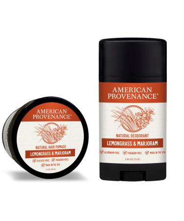 American Provenance Lemongrass and Marjoram Deodorant and Hair Pomade Bundle