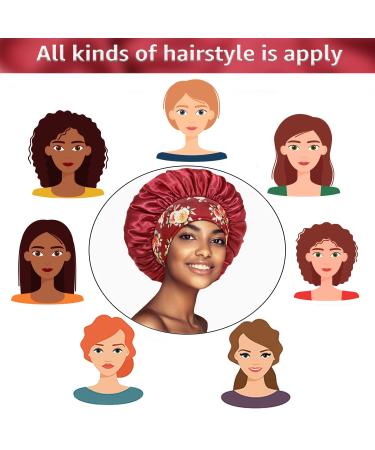 Satin Bonnet 4 Pack for Black Women - Silk Sleep Caps for Curly Hair - Wide Soft Band - Hair Bonnet for Sleeping - Set of 4 - Buy Online on GoSupps.com