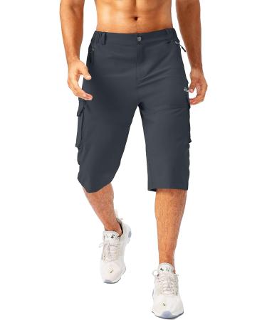 Pudolla Men's Lightweight Hiking Capri Shorts - Deep Grey, X-Large - Buy Online on GoSupps.com