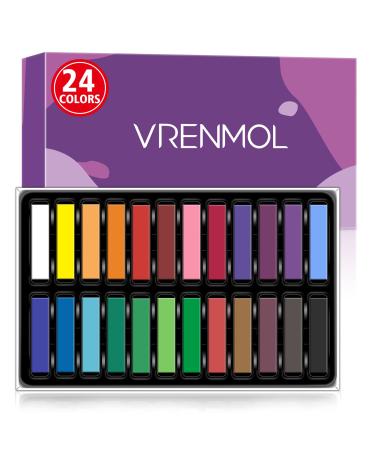 Vrenmol Soft Pastel Chalks for Acrylic Powder, Colorful Non-Toxic Square Acrylic Chalks Pastel, Professional Nail Chalks for Acrylic Nails Assorted Colors DIY (24 Color Chalks for Acrylic Powder)