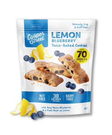 Cooper Street Cookies All Natural Twice Baked Crispy Cookie, Nut & Dairy Free, Biscotti Style 18-20oz (Lemon Blueberry) (Lemon Blueberry, 18 Ounce (Pack of 1)) Lemon Blueberry 20 Ounce (Pack of 36)