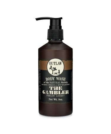 The Gambler Bourbon-Inspired Natural Body Wash - The Luckiest Scent Around - Whiskey, Old-fashioned Tobacco, and a Hint of Leather - Men's or Women's Body Wash - 8 fl. oz. - Outlaw