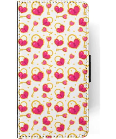 Apple iPhone 14 Plus Flip Case - Love Heart & Key Valentine's Pattern | International Shipping - Buy Online on GoSupps.com