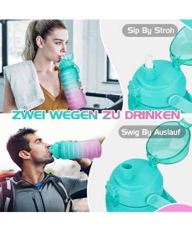 Buy Codicile 2L BPA-Free Drinking Bottle with Straw & Time Marking - Leak-Proof Fitness Hydration Bottle in Green & Pink for Yoga Running & More - Buy Online on GoSupps.com