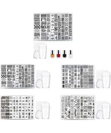 Nail Art Stamping Kit Flowers Nail Template Plates Manicure Stamper with Scraper Style1 nail art stamper - Buy Online on GoSupps.com