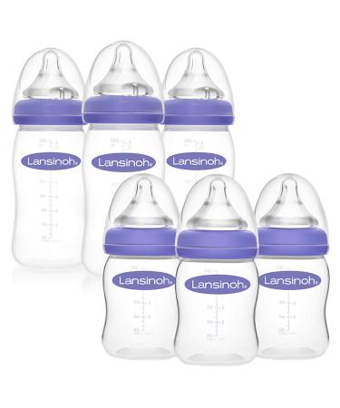Lansinoh Baby Bottles for Breastfeeding Babies Bundle 3 Count Each of 5 Ounces and 8 Ounces