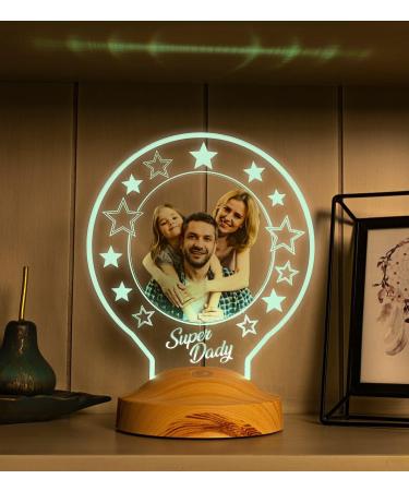 Personalized 3D Photo Gift Lamp - Custom LED Round Lamp with UV Print for Dad - Buy Online on GoSupps.com