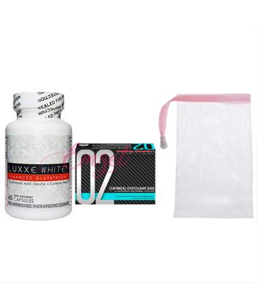 Frontrow Luxxe White Enhanced Glutathione with 02 Oatmeal Bar Skin Whitening Soap and Soap mesh