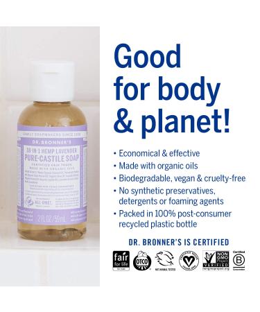 Buy Dr. Bronner's Organic Lavender Pure-Castile Liquid Soap 60ml - Eco-Friendly Vegan & Versatile Cleanser for All Skin Types - Buy Online on GoSupps.com