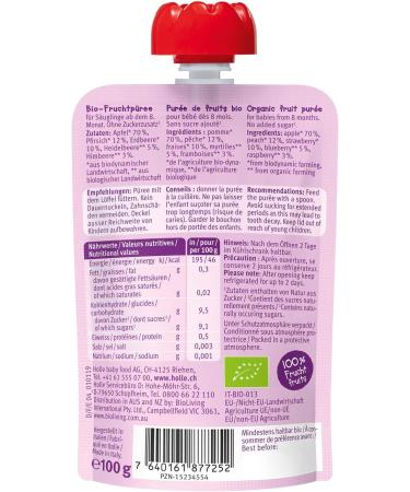 Holle Gourde Pouchy Pomme P che Fruits des Bois Bio +8m 100g - Organic Fruit Blend for Babies - Buy Online on GoSupps.com
