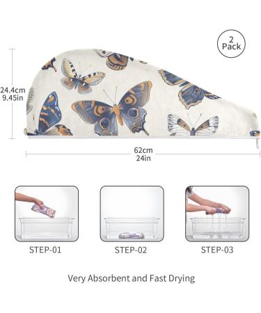 Butterflys Hair Towel 2 Pack | Super Absorbent Quick Dry Hair Turbans for Women & Girls - Buy Online on GoSupps.com