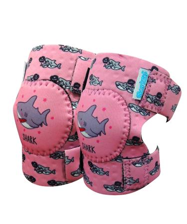 Simply Kids Baby Knee Pads for Crawling (2 Pairs) | Protector for Toddler Infant Girl Boy Pink Shark
