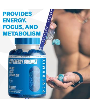 Performix SST Energy Gummies - Blue Razz Flavor - 100mg Caffeine - Energy, Focus & Metabolism Support - 40 Count - Buy Online on GoSupps.com