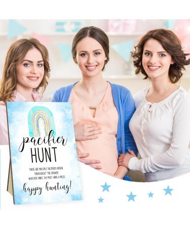Pacifier Hunting Game for Baby Shower | Bohemian Rainbow Theme Party Game Sets | Includes 50 Blue Acrylic Pacifiers & Sign - Buy Online on GoSupps.com
