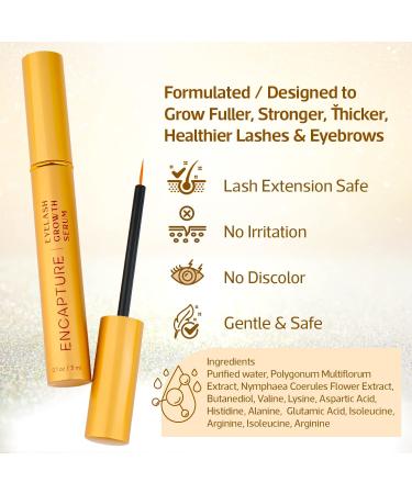 Encapture Eyelash & Eyebrow Growth Serum - Advanced Formula for Fuller, Thicker, Longer Lashes & Brows - Effective Lash Boost Serum for Men & Women - Buy Online on GoSupps.com