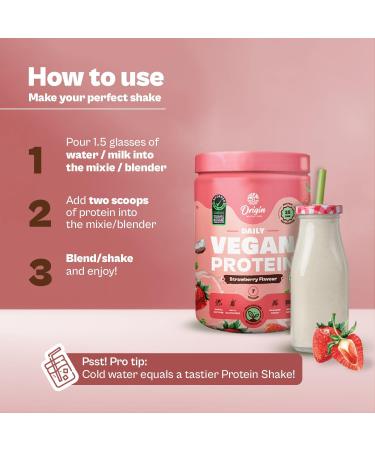 ORI GIN NUT RITION Vegan Plant Protein Powder - 100% Natural 25G Protein Dairy Free Non-GMO No Added Sugar 7 Servings Best Vegan Protein - Buy Online on GoSupps.com