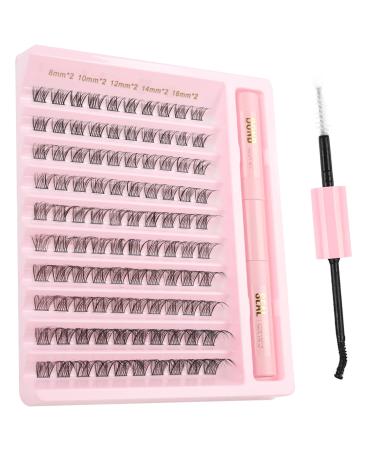 Eyelash Extension Kit Individual Eyelashes Natural Cluster Lashes DIY Lash Extensions Kit Fluffy False Eyelashes with Bond and Seal Lash Glue W54 WISPY EYELASH EXTENSION KIT