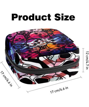 Colorful Skull Pattern Storage Bags for Women | Large Menstrual Cup Cylinder Pocket & More | Ideal for Bandages Panty Liners Tampons & Insoles - Buy Online on GoSupps.com