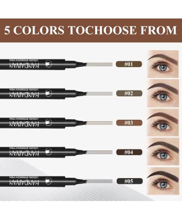 Waterproof Microblading Eyebrow Pen - 4 Tip Liquid Brow Pencil for Natural Looking Eyebrows (Dark Brown #02) | International Shipping Available - Buy Online on GoSupps.com