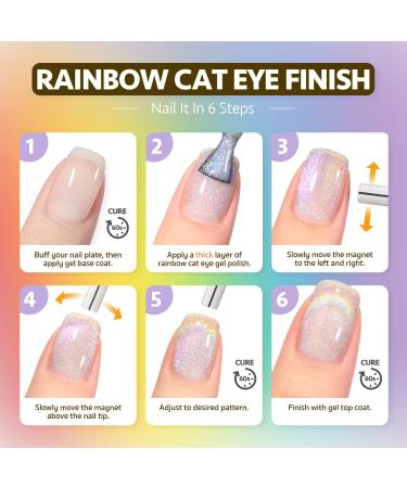 GAOY Cat Eye Gel Nail Polish - Glitter Holographic UV Gel 16ml Reflective Translucent Nail Art in Silver Rainbow (1394) - International Shipping Available - Buy Online on GoSupps.com