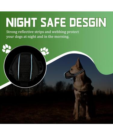 Dog Muzzle with Reflective Mesh - Breathable Dog Mouth Cover for Large Breeds - Prevent Biting Barking and Chewing - Black| XL - Buy Online on GoSupps.com
