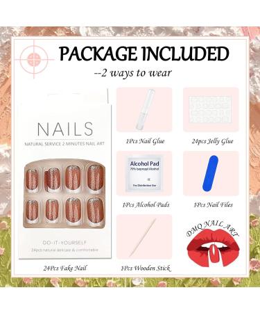 French False Nails Square 24Pcs White Glitter French Nail Tips Press On with Nail Glue, Acrylic Stick for Women & Girls - Nail Art - Buy Online on GoSupps.com