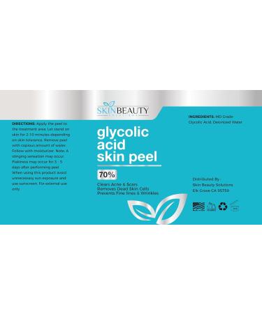 Skin Beauty Solutions 4 Oz / 120 Ml Glycolic Acid 70% Skin Chemical Peel Unbuffered - Alpha Hydroxy (AHA) For Acne Oily Skin Wrinkles Blackheads Large Pores & More - Buy Online on GoSupps.com