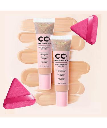 CC Cream Bb Cream Foundation Skin Tone Adjusting Matte Colour Correcting Brightening Face Cream Full Coverage Foundation Anti-Redness with Triangle Powder Puff Set (Natural) - Buy Online on GoSupps.com