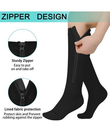 Evolyline 2 Pairs Zipper Compression Socks - Medical 15-20 mmHg Support for Women Men - Varicose Veins, Travel, Pregnancy - Black+Beige S-M - Buy Online on GoSupps.com