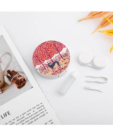 Autumn Greyhound Dog Pink Round Case For Contact Lens Kit Storage Box with Mirror Printed - Buy Online on GoSupps.com
