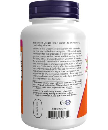 NOW Supplements  Vitamin C-500 with Rose Hips  Antioxidant Protection*  250 Tablets - Buy Online on GoSupps.com