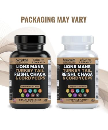 Complete Formulations 12-in-1 Mushroom Supplement 60 Count | Lion s Mane Supplement Capsules with Cordyceps Turkey Tail Reishi Chaga & Mushroom Blend - Buy Online on GoSupps.com