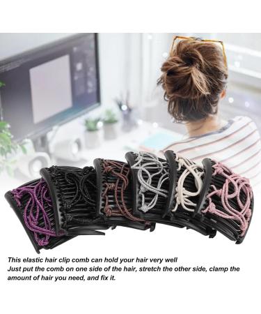 Magic Elastic Hair Clips Purple Beige Coffee Pink Silver Black Adjustable No Crease Magic Hair Comb for Women Girls for Thick Thin Hair - Buy Online on GoSupps.com