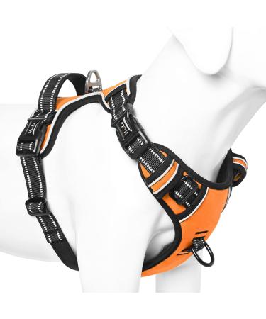 Heele dog harness without train breast tableware for small dog adjustable reflective dog dishes breathable dog harness with padded handle no-pull dog harness orange s s-breast grapes: 35-61cm un-orange