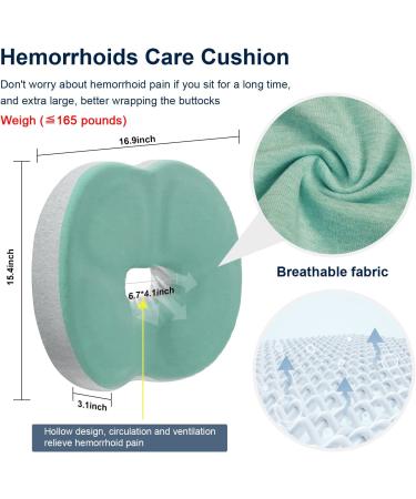 SPEEDWOW Hemorrhoid Donut Pillow - Ergonomic Design for Coccyx, Sciatica & Postpartum Pain Relief - Memory Foam Cushion (Green) - Buy Online on GoSupps.com