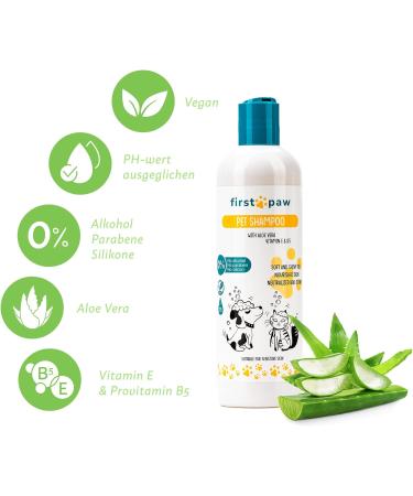 FIRSTPAW Pet Shampoo 500ml - Vegan Puppy & Dog Shampoo Aloe Vera Formula for Sensitive Skin Suitable for All Breeds & Fur Types - Buy Online on GoSupps.com