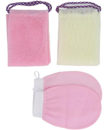 African Net Sponge African Bath Sponge Long Net Bath Sponge Nylon Body Exfoliating Net Back Scrubber with Bathing Gloves for Shower Skin Smoother (Roseate Beige) - Buy Online on GoSupps.com